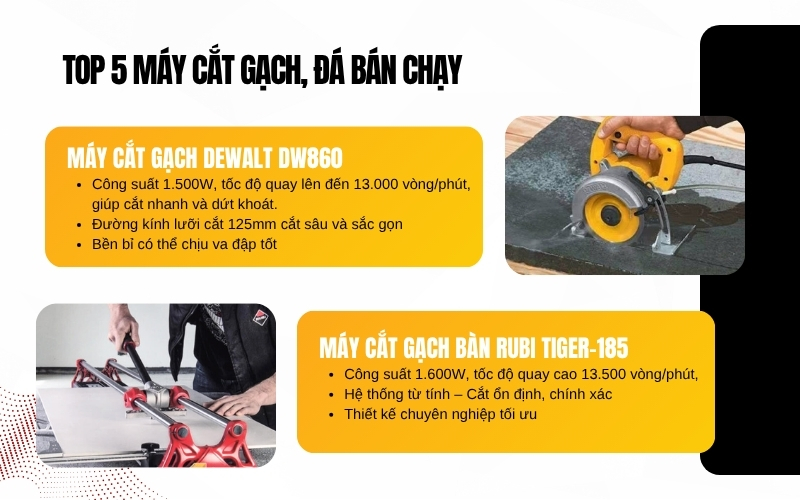 Top 5 Máy Cắt Gạch, Đá Bán Chạy