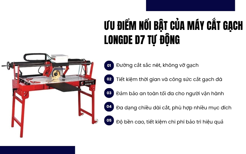 Ưu điểm nổi bật của máy cắt gạch LongDe D7 tự động