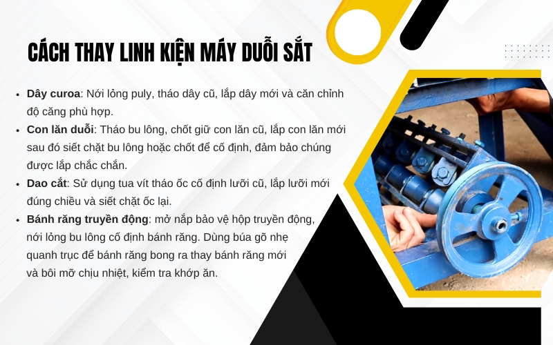 Cách thay linh kiện máy duỗi sắt