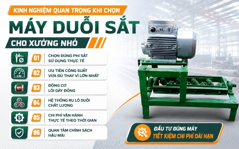 Kinh nghiệm quan trọng khi chọn máy duỗi sắt cho xưởng nhỏ
