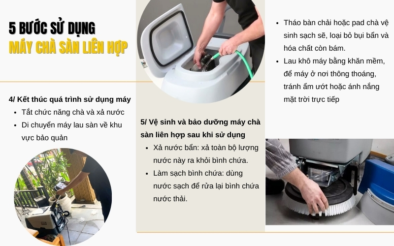 5 Bước Sử Dụng Máy Chà Sàn Liên Hợp