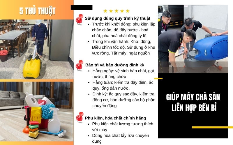 5 Thủ Thuật Giúp Máy Chà Sàn Liên Hợp Bền Bỉ