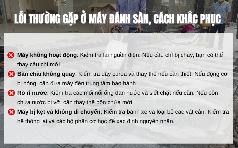 Các lỗi thường gặp ở máy đánh sàn và cách khắc phục