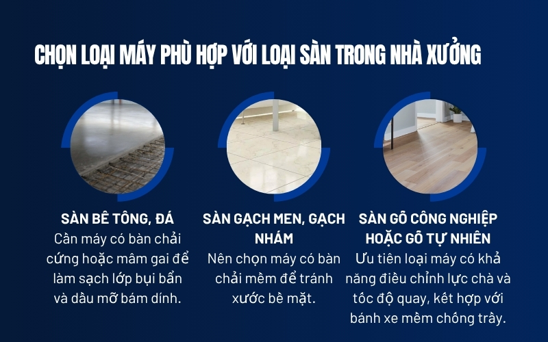 Chọn loại máy phù hợp với loại sàn trong nhà xưởng