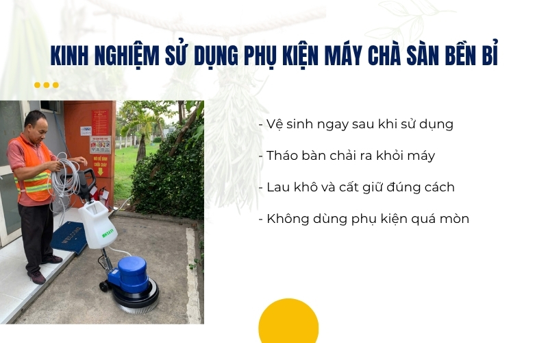 Kinh nghiệm sử dụng phụ kiện máy chà sàn bền bỉ