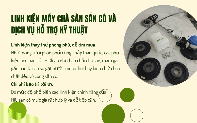 Linh kiện máy chà sàn sẵn có và dịch vụ hỗ trợ kỹ thuật
