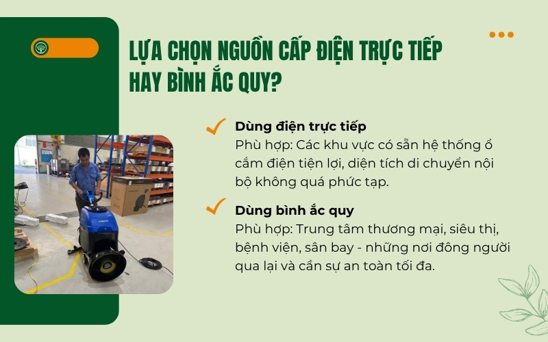 Lựa chọn nguồn cấp điện trực tiếp hay bình ắc quy?