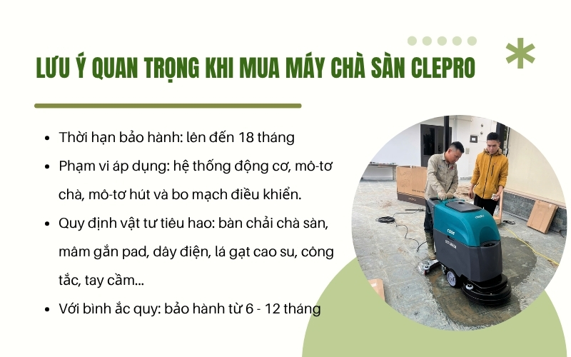 Lưu ý quan trọng khi mua máy chà sàn Clepro