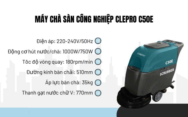 Máy chà sàn công nghiệp Clepro C50E