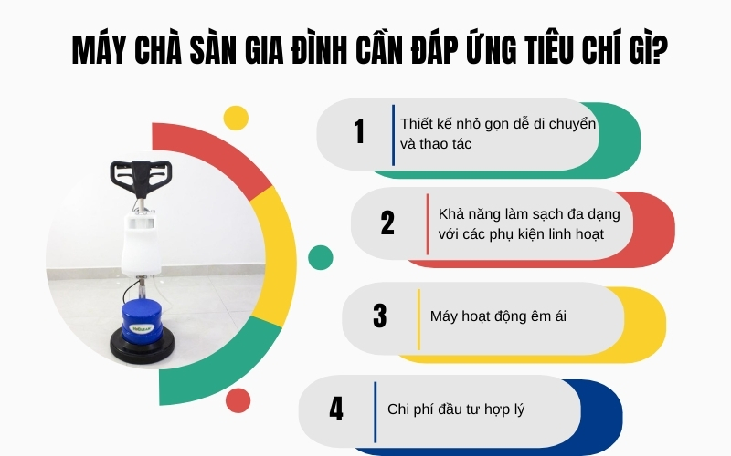 Máy chà sàn gia đình cần đáp ứng tiêu chí gì