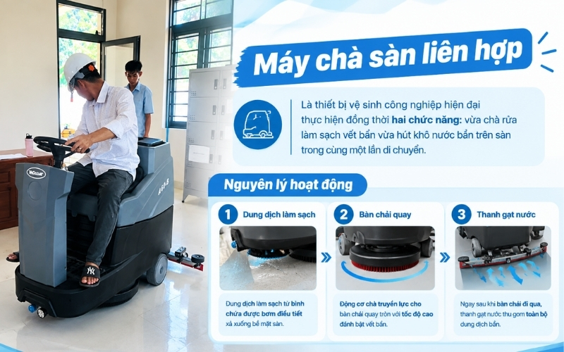 Máy chà sàn liên hợp là gì, nguyên lý vận hành