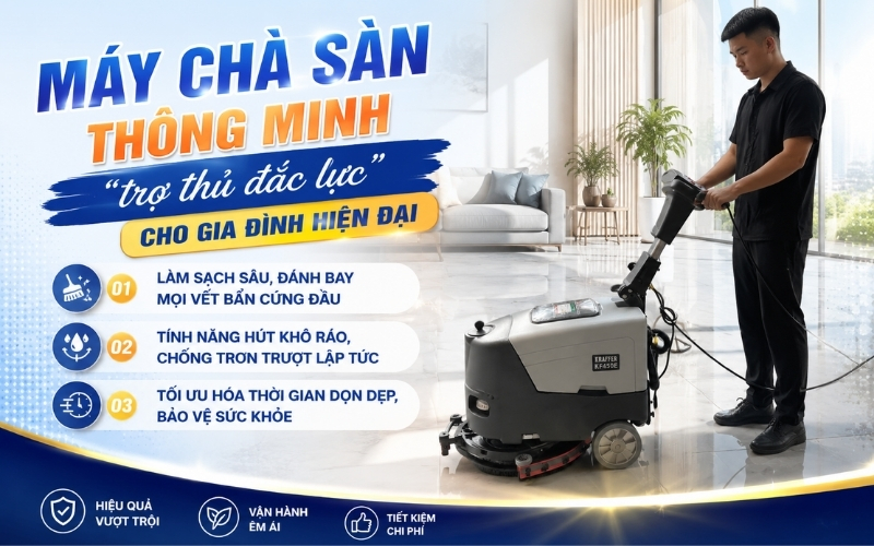 Máy chà sàn thông minh - trợ thủ đắc lực cho gia đình hiện đại