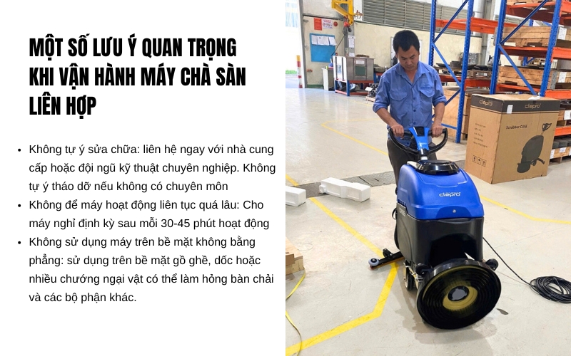 Một số lưu ý quan trọng khi vận hành máy chà sàn liên hợp
