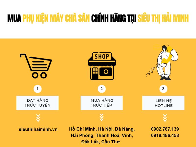 Mua phụ kiện máy chà sàn chính hãng tại siêu thị hải minh