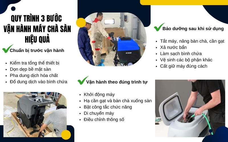Quy trình 3 bước vận hành máy chà sàn hiệu quả