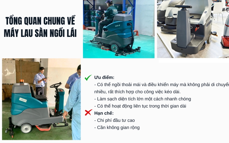 Tổng quan chung máy lau sàn ngồi lái