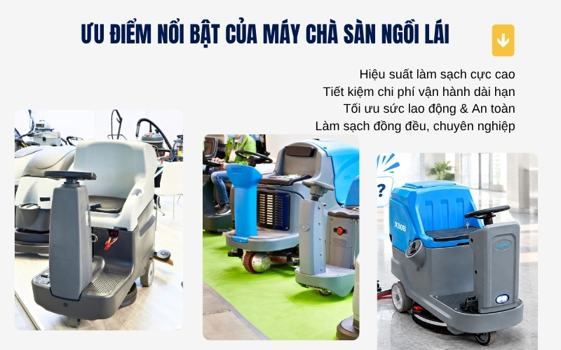 Ưu điểm nổi bật của máy chà sàn ngồi lái