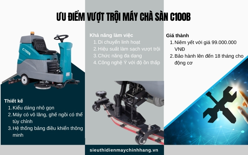 Ưu điểm vượt trội máy chà sàn C100B