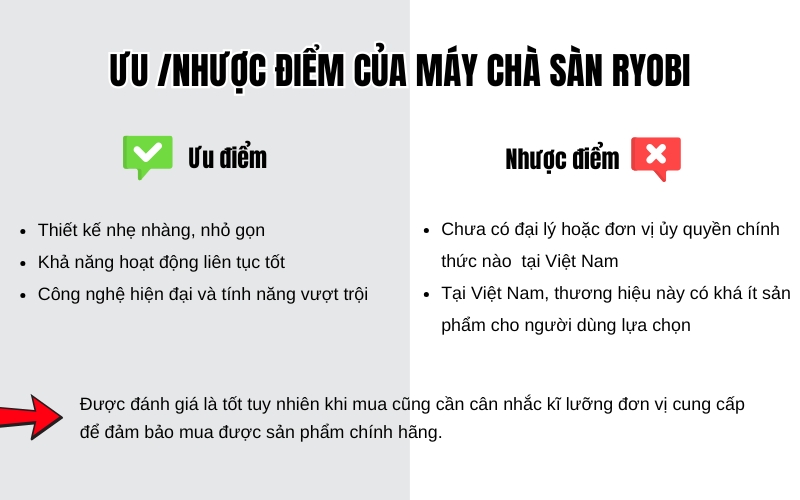Ưu nhược điểm của máy chà sàn Ryobi