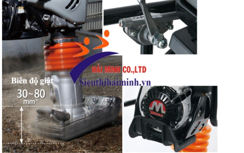 So kích thước và trọng lượng máy đầm nền Mikasa MT-55 với Tacom RM80