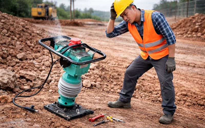 Máy đầm cóc điện không chịu được môi trường ẩm ướt