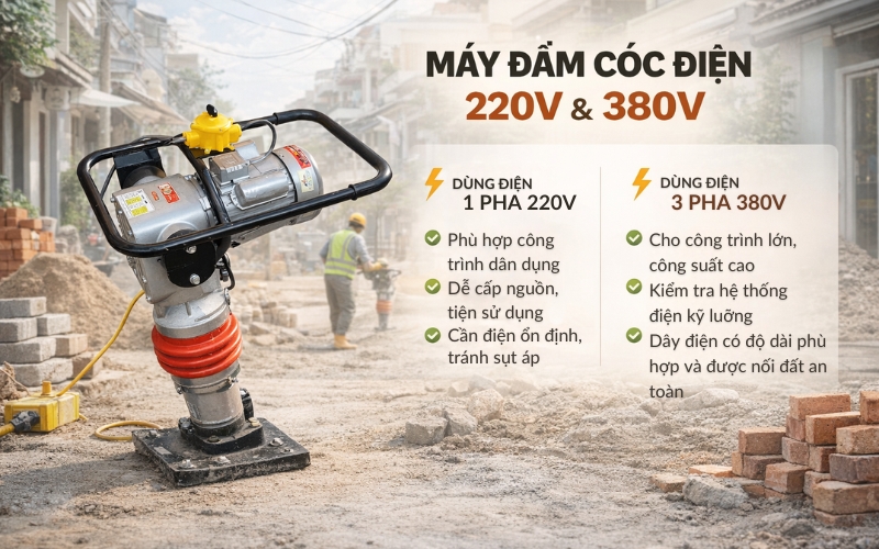 Nguồn điện & độ ổn định của máy đầm cóc điện