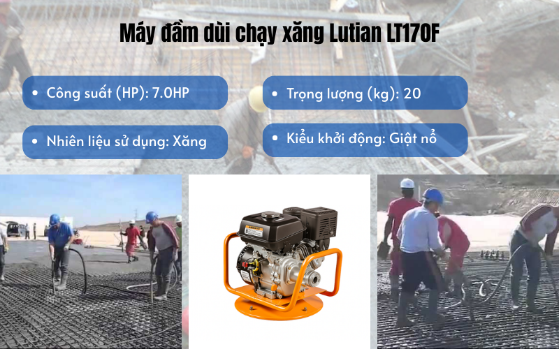 Máy đầm dùi chạy xăng Lutian LT170F
