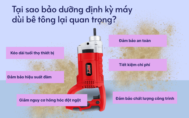 Tại sao bảo dưỡng định kỳ máy dùi bê tông lại quan trọng?