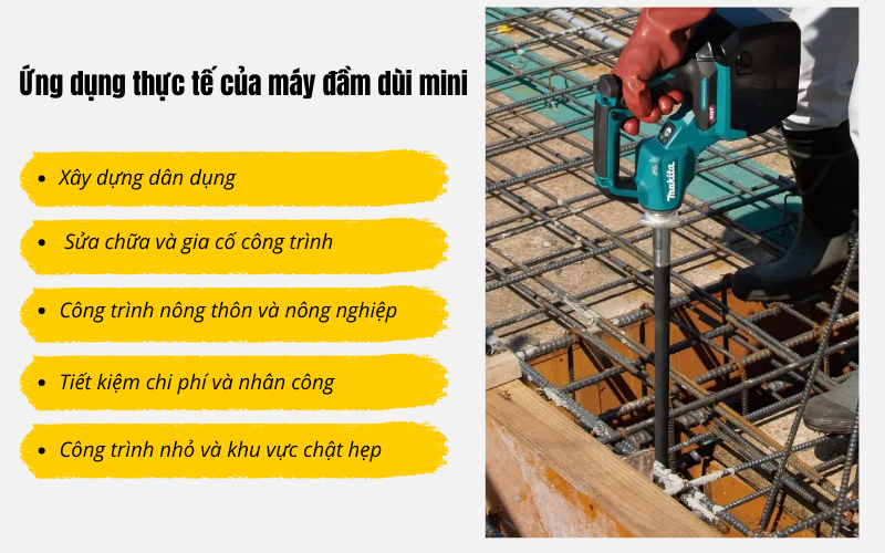 Ứng dụng thực tế của máy đầm dùi mini là gì?