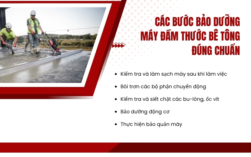 Các bước bảo dưỡng máy đầm thước bê tông đúng chuẩn