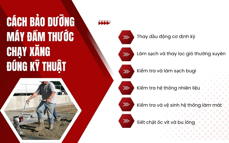 Cách bảo dưỡng máy đầm thước chạy xăng đúng kỹ thuật