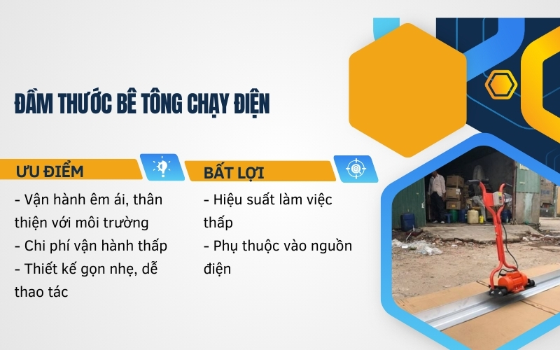 Đầm thước bê tông chạy điện
