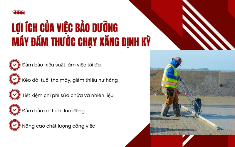 Lợi ích của việc bảo dưỡng máy đầm thước chạy xăng định kỳ