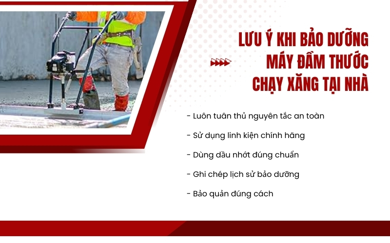 Lưu ý khi bảo dưỡng máy đầm thước chạy xăng tại nhà