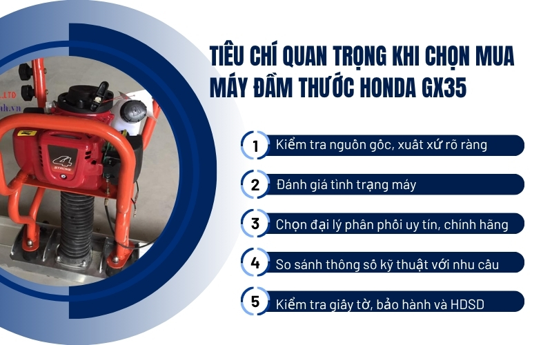 Tiêu chí quan trọng khi chọn mua máy đầm thước Honda GX35