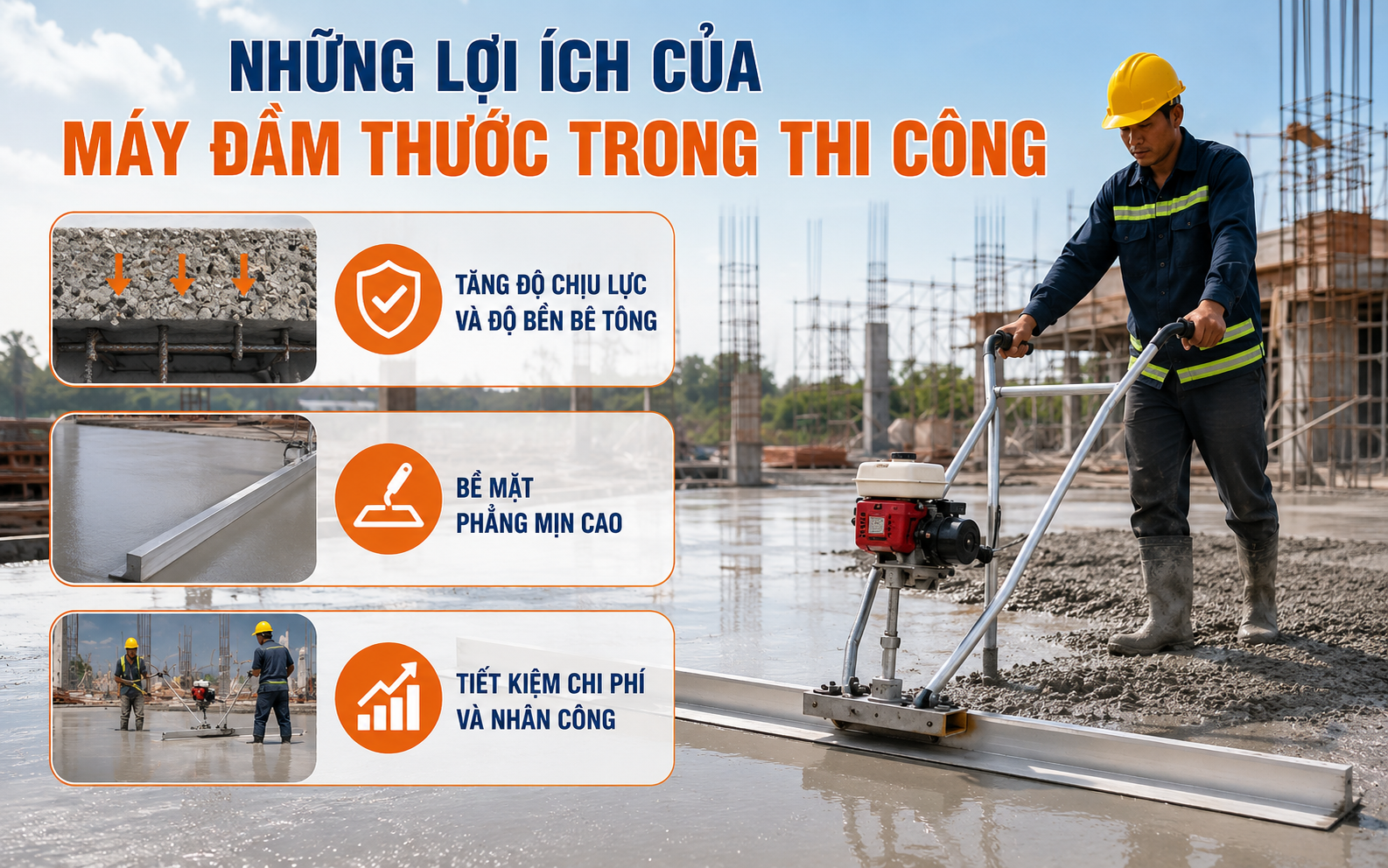 Những lợi ích của máy đầm thước trong thi công