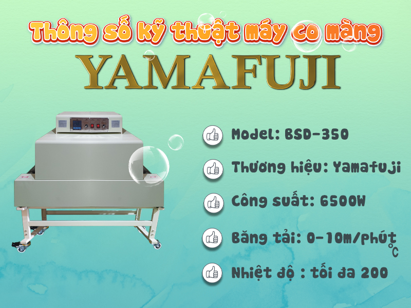 Thông số kỹ thuật máy co màng Yamafuji BSD-350