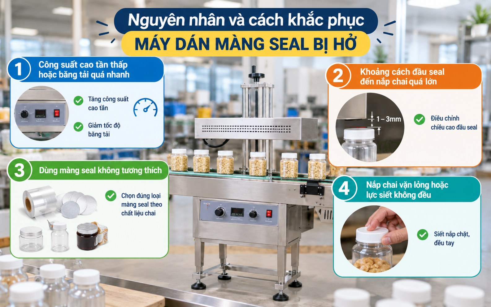 Nguyên nhân và cách khắc phục máy dán màng seal bị hở