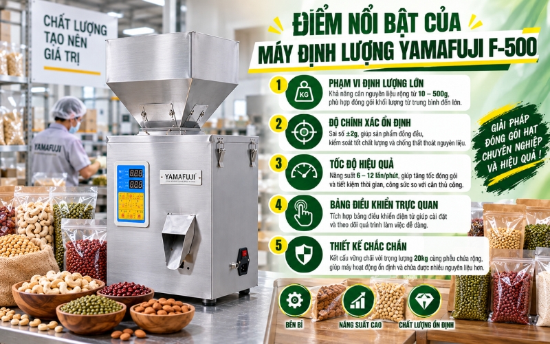 Đặc điểm nổi bật của máy định lượng cân hạt Yamafuji F-500