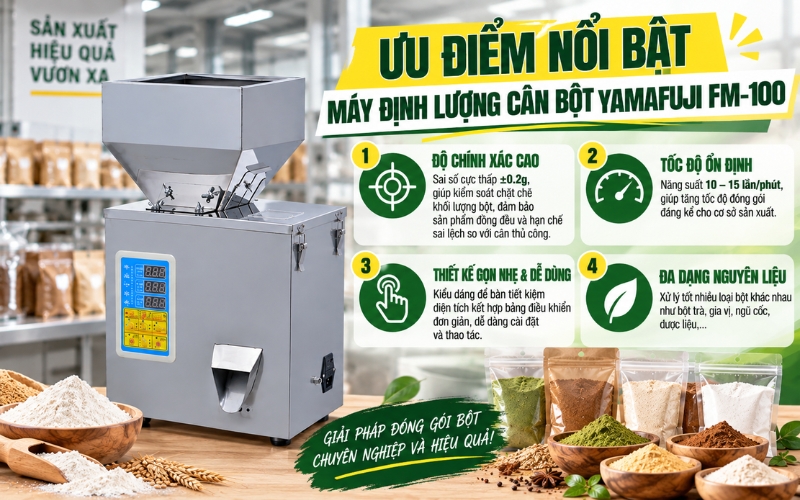 Đặc điểm nổi bật của máy định lượng cân bột Yamafuji FM-100