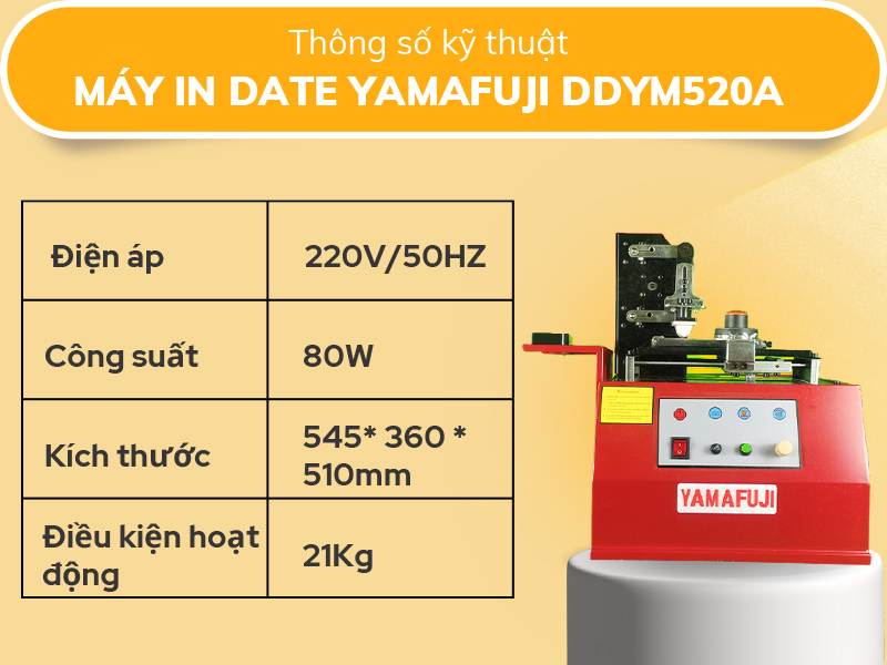 Thông số kỹ thuật của máy in date Yamafuji DDYM520A