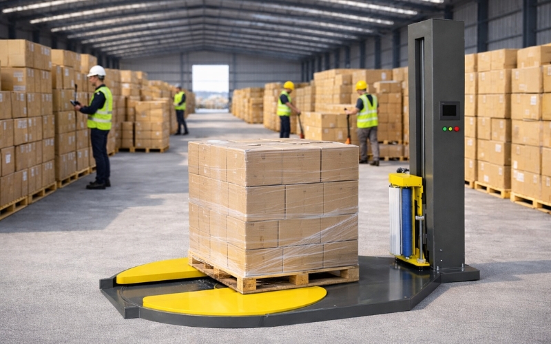 Máy quấn màng pe pallet bán tự động