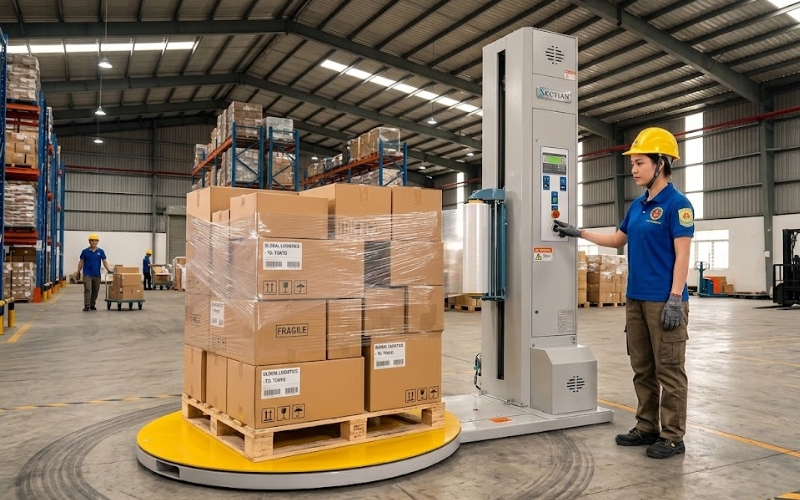 Mua máy quấn màng pallet ở đâu uy tín