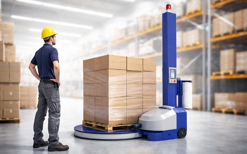 Nguyên lý vận hành máy quấn màng co pallet