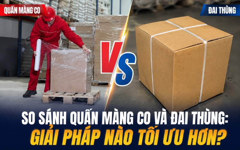 So sánh quấn màng co và đai thùng: giải pháp nào tối ưu hơn?