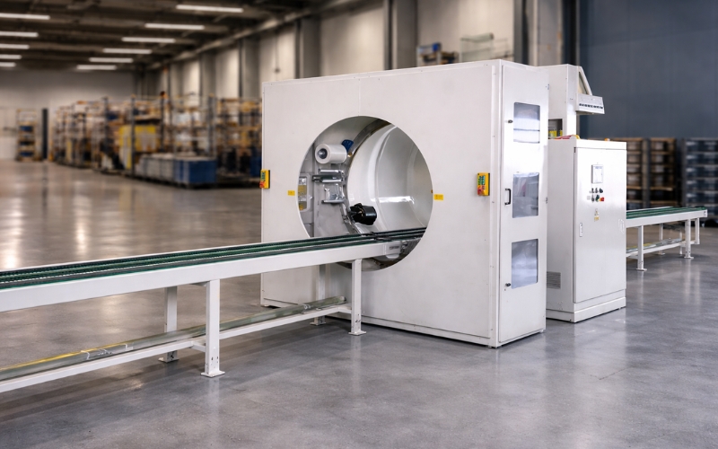 Thiết bị quấn màng PE nằm ngang