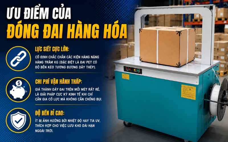 Ưu điểm của đóng đai hàng hóa