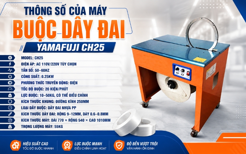 Thông số của máy buộc dây đai Yamafuji CH25