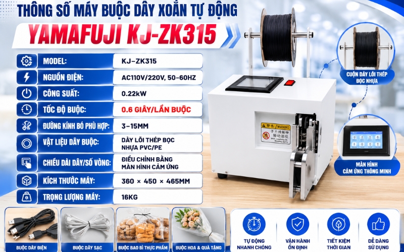 Thông số máy buộc dây xoắn tự động Yamafuji KJ-ZK315
