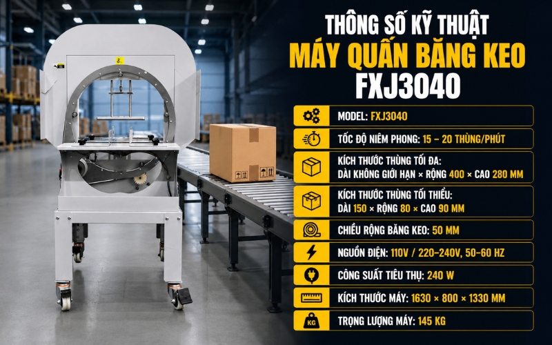Thông số kỹ thuật máy quấn băng keo FXJ3040
